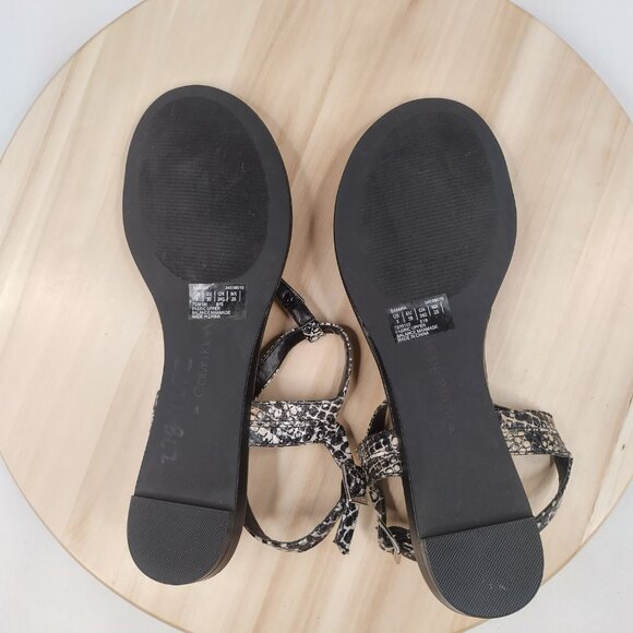 Calvin Klein Samira Snakeskin Black Strappy Silver Accent Sandals Women US 8 - Picture 12 of 13